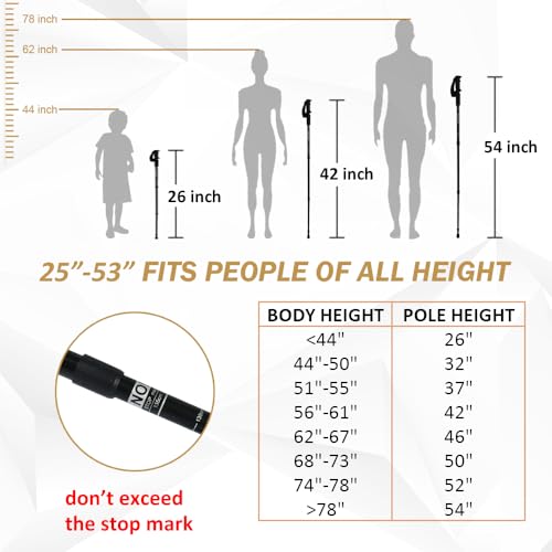 Hiking Poles - AYAMAYA Telescopic Collapsible Trekking Poles with Quick Twist Lock System - Lightweight Aluminum Alloy Telescopic Walking Sticks for Hiking Backpacking Mountaining Seniors Balance