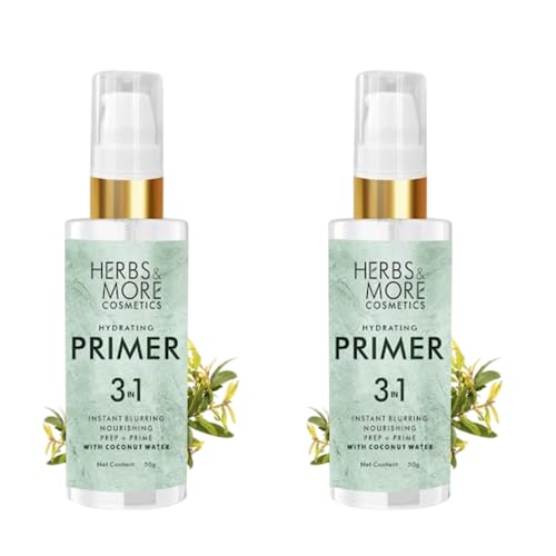 HERBS & MORE Face Primer | Lightweight, Oil-Free Makeup Base | Controls Shine & Extends Makeup Wear | Hydrating & Smoothing Formula for Flawless Finish | Suitable for All Skin Types, 50gm – Pack 2