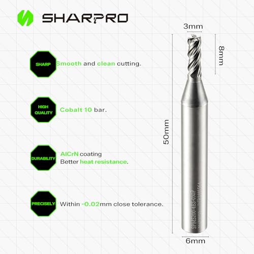 Image of 6mm Shank End Mill Set 3mm Cutting Dia. 4 Flutes AlCrN Coated Carbide Square CNC End Mills, Apply for Alloy Steel, Stainless Steel, and Various Cast Iron (5PCS)