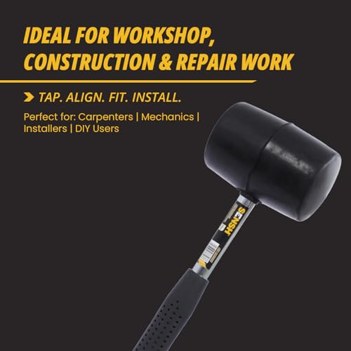 Image of Rubber Mallet 24 oz (680 G) | Tubular Metal Handle | Solid Rubber Head | Ergonomic Non Slip Handle | Designed for Non Marking application such as Assembly, Flooring, Home & Professional