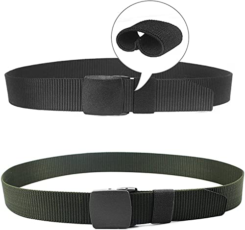 2 stuks uniseks riemen, nylon, canvas riem voor dames en heren, traploos verstelbare stoffen riem, lengte 130 cm, breedte ca. 3,8 cm, met kunststof gesp, herbruikbaar - Image 3