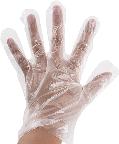 Disposable Polyethylene Plastic Gloves for Food handling Cleaning Cooking Food Counters Crafting Hair Colouring Sanitary Multipurpose Powder & Latex Free - One Size Fits Most (500 Clear)
