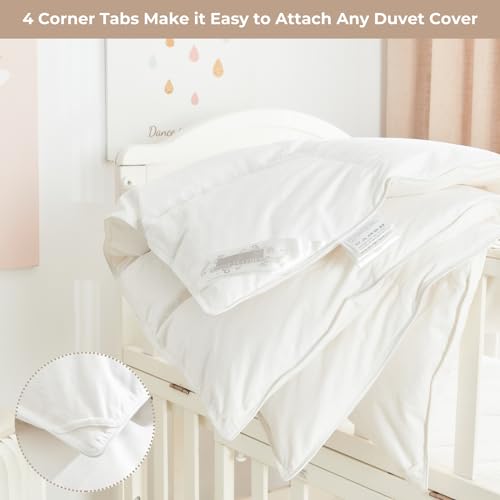 Toddler/Travel/Crib Goose Down Comforter Duvet/Blanket Multifunctional,Hypoallergenic 100% Organic Cotton & Washable Unisex Kids,All Season,White 33x43 by ROSE FEATHER - Image 5