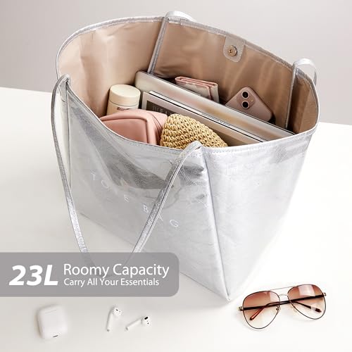 Image of KALIDI PVC Tote Women Weekender Bag Large Shopper Handbag Oversize Shoulder Travel Purse