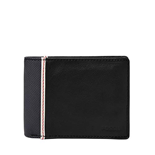 Fossil Men s Elgin Leather Bifold with Coin Pocket Wallet, Black