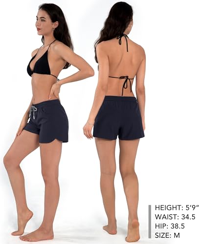 Image of Womens Swim Shorts UPF50+ Board Shorts Quick Dry Beach Shorts Drawstring Sports Summer Bottom