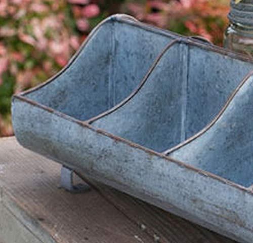 Galvanized Steel Metal Country Garden Planter Feed Trough Caddy With Handle 10 Compartments #TOP2