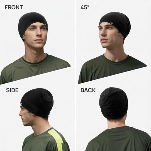 Image of QINGLONGLIN Cooling Skull Cap Sweat Wicking Breathable for Men Women 3 Pack | Lightweight Quick Dry Beanie & Helmet Liner, Stretch Non-Slip Fit Under Hard Hat, Construction Gym Cycling Running Workout