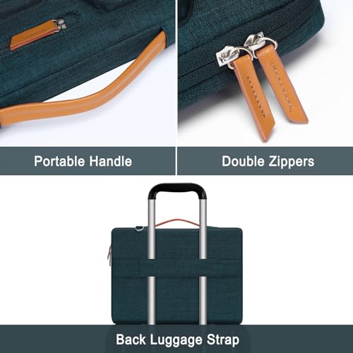 Image of MOSISO 360 Protective Laptop Shoulder Bag,17-17.3 inch Computer Bag Compatible with MacBook, HP, Dell, Lenovo, Asus Notebook,Side Open Messenger Bag with 4 Zipper Pockets&Handle, Teal Green