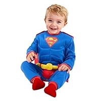 Funidelia Official Superman Costume for Baby with muscle jumpsuit and cape, Superhero Outfit for Newborn, Carnival, Halloween and Party Costumes
