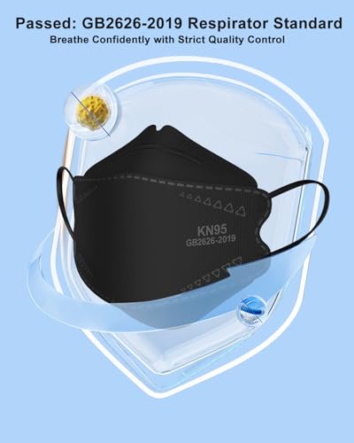 Image of KN95 Face Masks Black for Adults, Individually Wrapped, Breathable Disposable KN95 Mask with Elastic Ear Loop