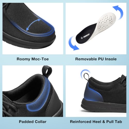 Image of NINGO Non Slip Work Shoes for Men, Waterproof Slip Resistant Kitchen Chef Shoes Moc Toe, Lightweight Comfortable Slip On Loafers Zapatos Trabajo with Arch Support for Restaurant Food Service Walking