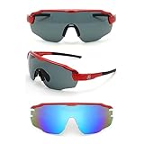 [エーフィット] スポーツサングラス メンズ 偏光サングラス レッドブラック FIT MASTER UVカット UV400対応 ブルーミラーレンズセット AF-808-C2-BLRM
