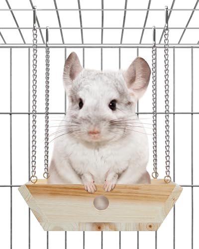 Natural Wood Chinchilla Hammock for Cage Swing,...