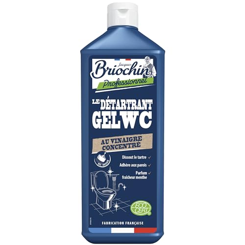JACQUES BRIOCHIN - Détartrant gel WC - Nettoie en Profondeur et Détartre - 100% d'Ingrédients d'Origine Naturelle - Parfum Menthe - - Fabriqué En France - 750mL