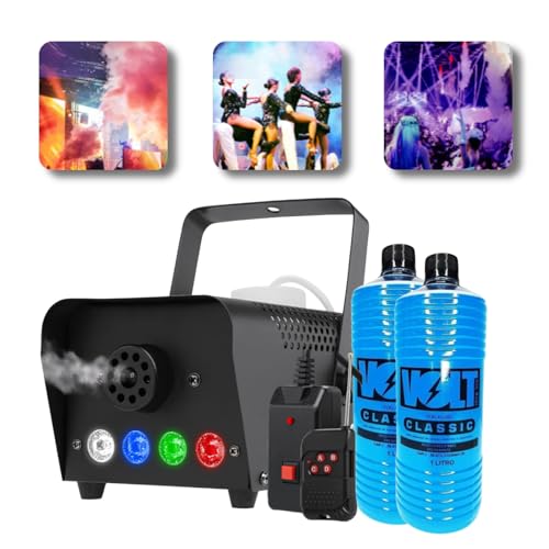 Kit Maquina De Fumaça + 2 Controles + 2 Fluidos Leds Rgbw Dmx
