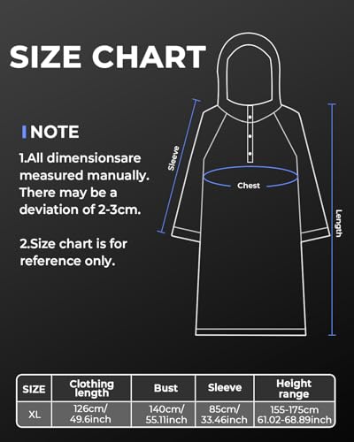 Image of ANYCHO Long Rain Coat for Men Waterproof with Adjustable Hood&Reflective Stripe, Raincoat for Women Waterproof with Waterproof Wide Brim&Hem, Durable PVC Unisex Rainwear for Motorcycle Riding, Hiking