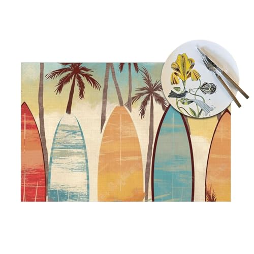 Lot de 4 sets de table cuisine en PVC lavables et tressés - 6