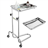 AW Mobile Mayo Stainless Steel Adjustable Tray Stand Medical Doctor Tattoo Spa Salon Equipment 22lbs Capacity