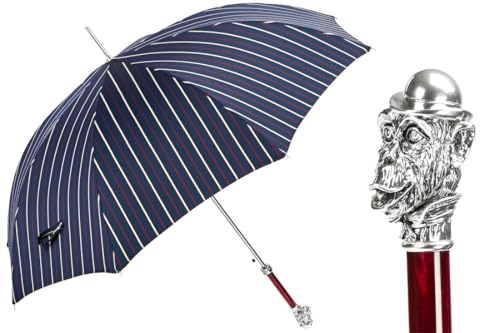 Pasotti ストライプ傘 シルバーモンキーハンドル