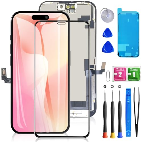 for iPhone 16 Screen Replacement 6.1 inch 3D Touch LCD Screen Display Digitizer Frame Assembly Repair Kit with Waterproof Seal+Repair Tools+Screen Protector for A3288 A3287 A3081 A3296