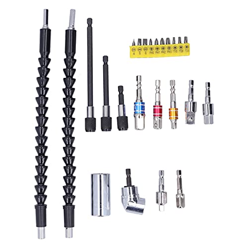 Right Angle Drill Extension, Stainless Steel Power Right Angle Drills, Flexible Bendable Drill Bit Extension Soft Shaft Attachment for Screwdriver and Drill
