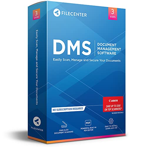 FileCenter DMS Document Management Software | Built in Scanning & PDF Editor | User-Friendly Document Organizer | No Subscription Required | Windows 8, 10, 11 Compatible | 3 Users | One-Click Scanning FileCenter DMS Document Management Software | Built in Scanning & PDF Editor | User-Friendly Document Organizer | No Subscription Required | Windows 8, 10, 11 Compatible | 3 Users | One-Click Scanning