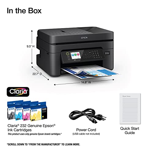 Image of Epson Workforce WF-2950 Wireless All-in-One Printer with Scan, Copy, Fax, Auto Document Feeder, Automatic 2-Sided Printing and 2.4 inch Color Display