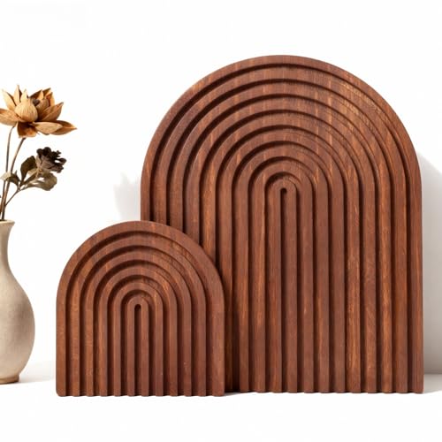 2 Pcs Dark Brown Wood Arch Decor