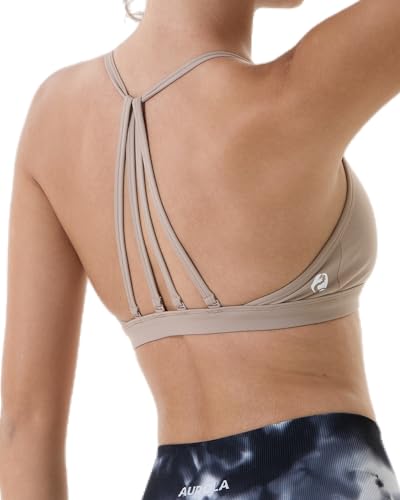 Image of AUROLA Mercury Workout Sports Bras Women Athletic Removable Padded Backless Strapy Minimal Crop Top