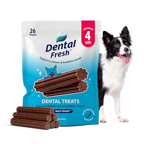 Dental Fresh Dental Treats for Medium Dogs, Vet-Formulated Teeth Cleaning Dental Sticks to Help...