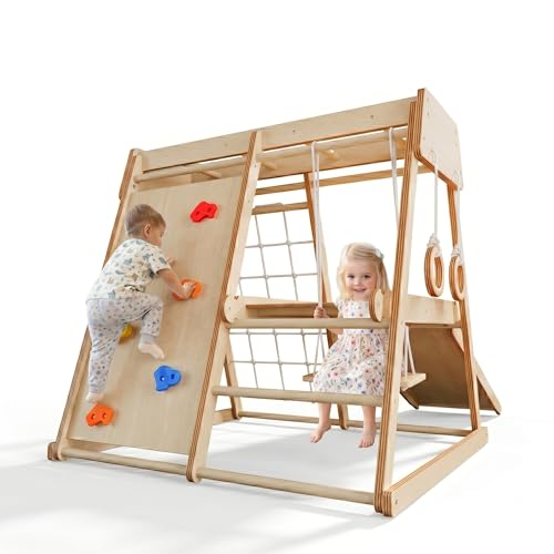 Indoor Toddler Jungle Gym with Slide and Climbing Features