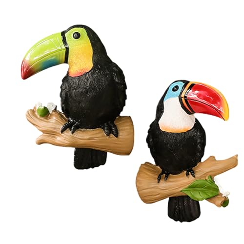 Generico Escultura de loros - Decoración artificial | Figura artística de resina escultura animal, 2 estatuas de loros grandes, esculturas para exteriores decoración para tiki bar para giard