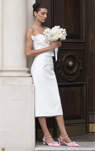 Castamere Womens Close Pointed Toe Rhinestone Wedding Heels Ankle Strap Bow Kitten Pumps Dress Shoes 2.6 Inches Heels4