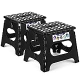 Delxo 11' Folding Step Stool for Adults,2 Packs Non-Slip Foldable Step Stool with Handle for...
