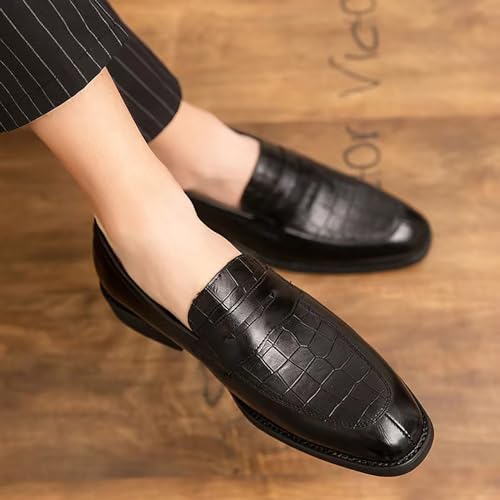 Mocasines de hombre elegantes con textura de cocodrilo y ajuste cómodo 2