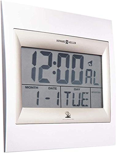 Howard Miller Techtime Ii Wall Clock 625-236 – Two-Toned Titanium & Satin Silver, Glass Lcd Display, View (Time, Day, Month & Date), Radio Control Movement #TOP1