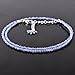 QNAVIC Natural Blue Tanzanite Gemstone Micro Round Beads Dainty Choker Necklace Handmade Jewelry for Women Healing Chakra Crystals December Birthstone Birthday Gift for Her Silver Plated Chain 18