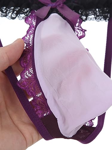 Men's Lace Frilly Sissy Padded Crossdresser Sheer Mesh Bikini Briefs Underwear4