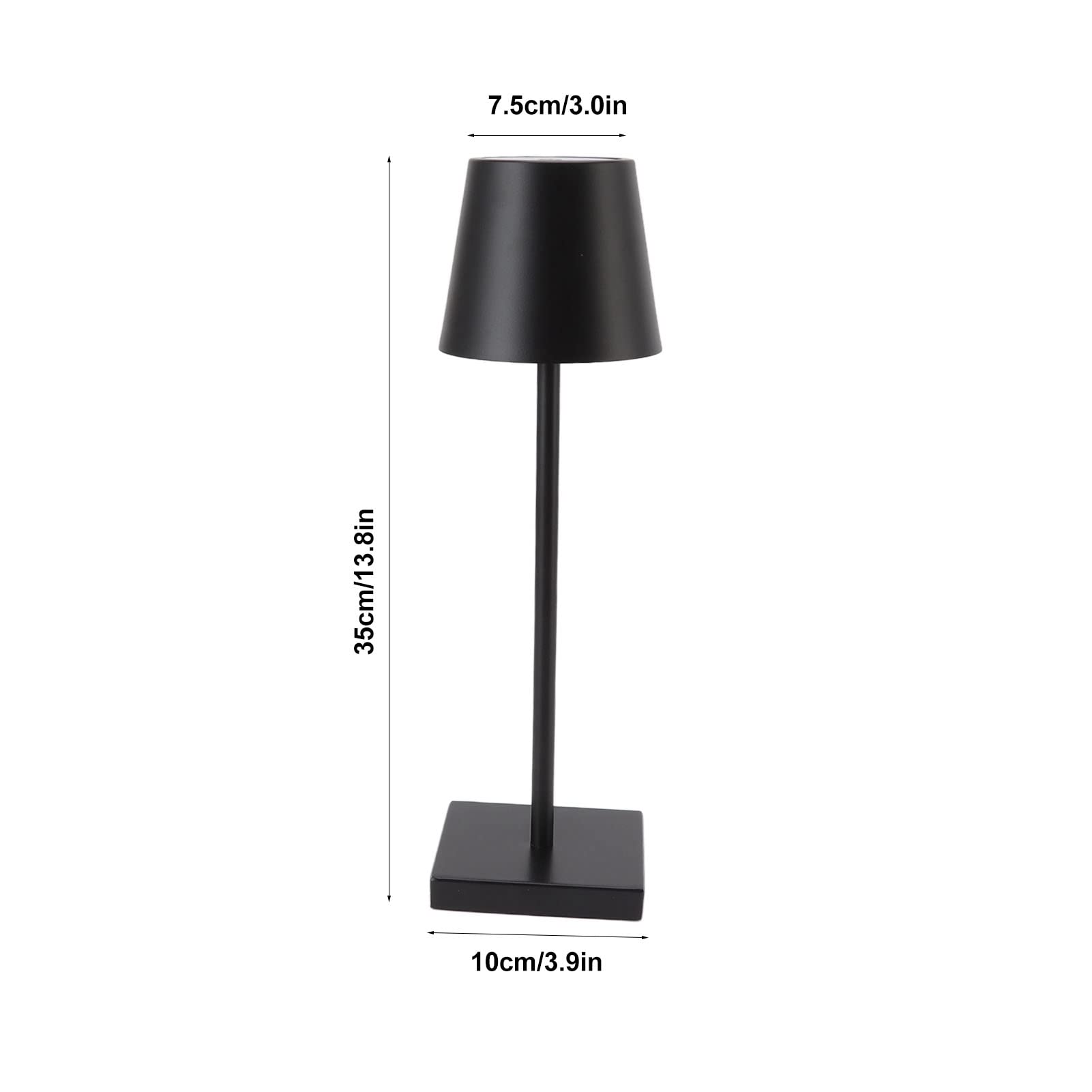 Lámpara de mesa LED de metal portátil, lámpara de escritorio de metal inalámbrica, lámpara táctil LED moderna, simple, recargable, alto brillo, interruptor táctil regulable, lámpara de me