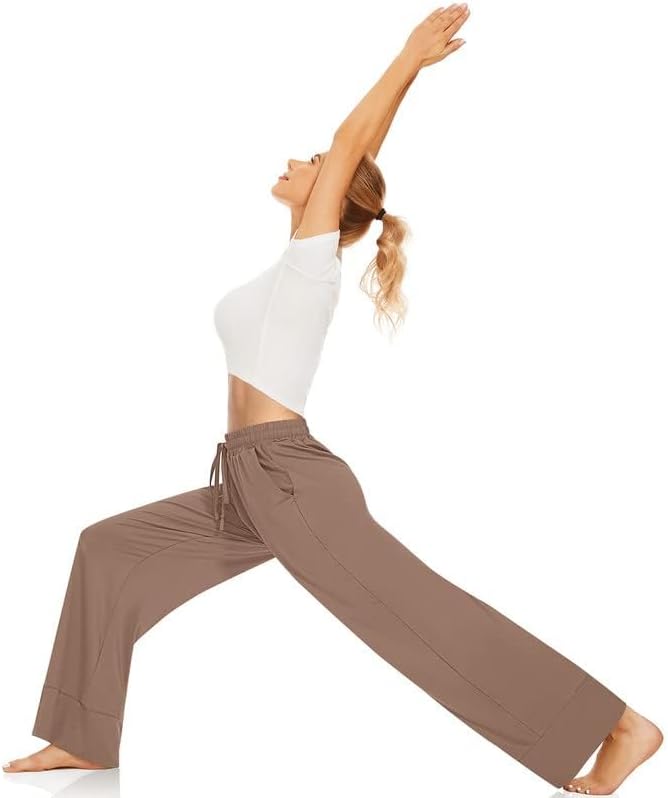 TARSE Wide Leg Yoga Pants for Women Plus Size Palazzo Trousers High Waist Lounge Pajamas Pants Casual Sweatpants with Pockets - Image 6
