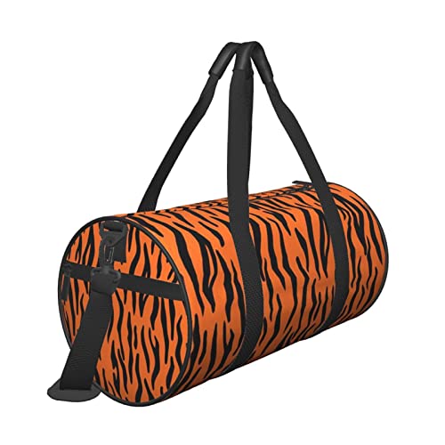 Grand sac de sport rayures orange avec bandoulière réglable et poche pratique