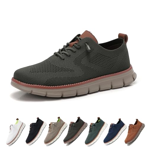 Zapatos ortopédicos ultra cómodos, zapatos for hombres, zapatillas de deporte casuales de malla for caminar(Military Green,41 EU)