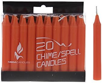 Mega Candles 20 pcs Unscented Orange Mini Taper Candle, 4 Inch Tall x 1/2 Inch Diameter, Great for Casting Chimes, Rituals, Spells, Vigil, Witchcraft, Wiccan Supplies, Wax Play & More