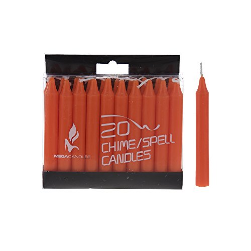 Mega Candles 20 Pcs Unscented Orange Mini Taper Candle, 4 Inch Tall X 1/2 Inch Diameter, Great For Casting Chimes, Rituals, Spells, Vigil, Witchcraft, Wiccan Supplies, Wax Play & More #TOP4