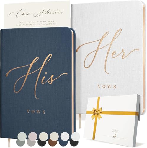 Image of ARTESORI Vow Books His and Hers - Linen Wedding Vow Books Perfect as Bride & Groom Gifts, Wedding Registry Ideas - His & Hers Gifts Wedding Vow Book - Wedding Essentials & Accessories (White & Navy)
