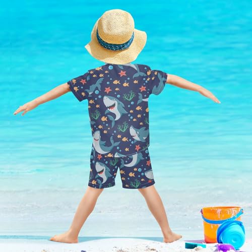 Image of CaTaKu Boys Hawaiian Button-Down Shirts and Short Sets, Boys Summer Outfits 2 Piece Clothes Set Size 3-10T