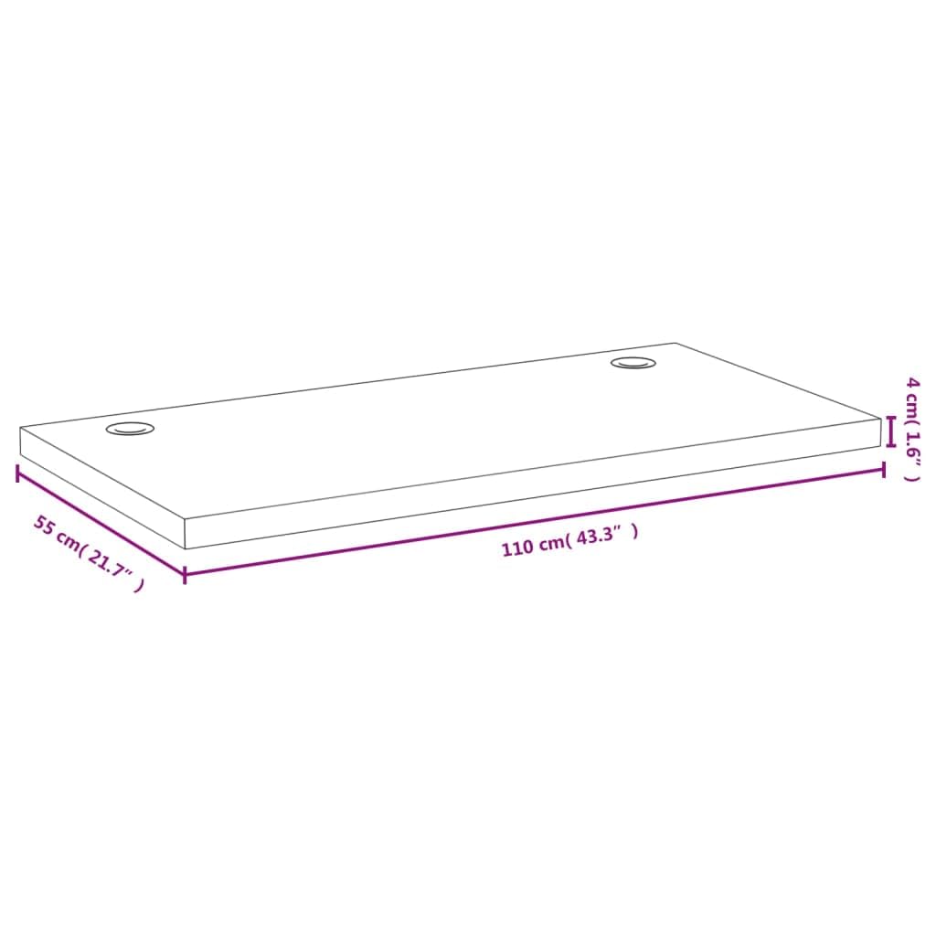 Schreibtischplatte Bambus 110x55x4 cm mit Kabelloch, vielseitig als Schreibtischzubehör, Ablage, Kabelmanagement für Büro und Homeoffice ergonomischer Arbeitsplatz
