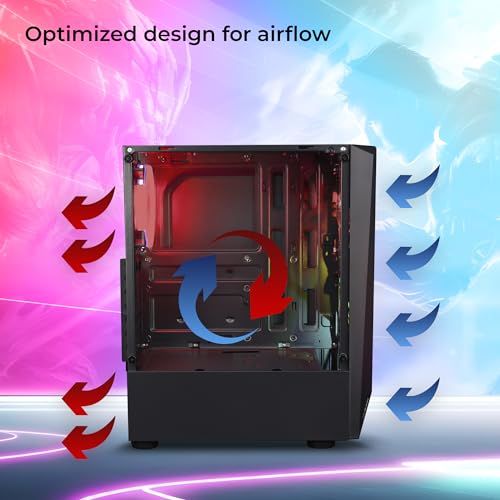 Image of ZEBRONICS Slash Mid-Tower Premium Gaming Cabinet ATX /MicroATX /MINI ITX, 1x 120mm Rear Fan,Halo Glow Ring RGB Fans,RGB LED Modes,Tempered Glass Side Panel,USB 3.0, Magnetic Dust Filter
