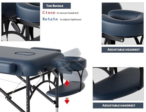 Image of 3 Fold Professional Massage Table Portable Hold Up to 1100LBS Blue